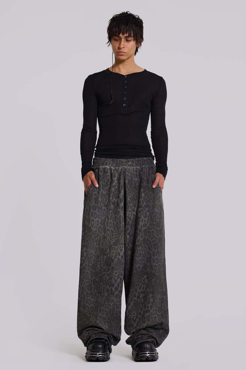 Jaded London Charcoal Leopard Monster Joggers Leopard Print
