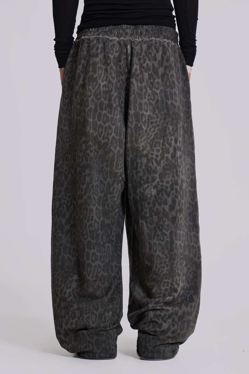 Jaded London Charcoal Leopard Monster Joggers Leopard Print