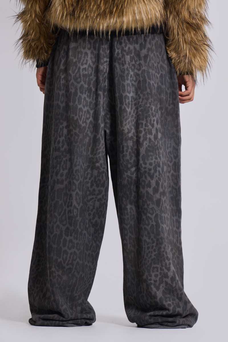 Jaded London Charcoal Leopard Monster Joggers Leopard Print