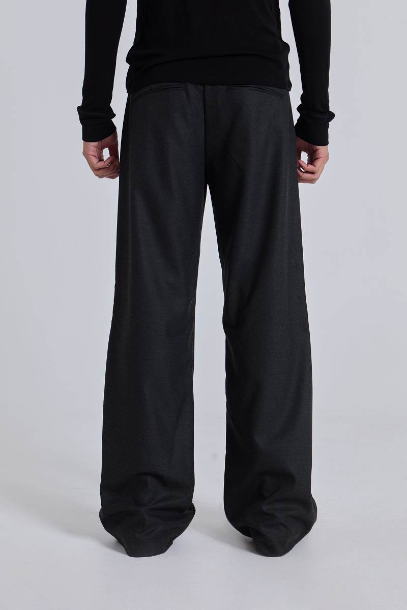 Jaded London Charcoal Stacked Straight Suit Pants Charcoal