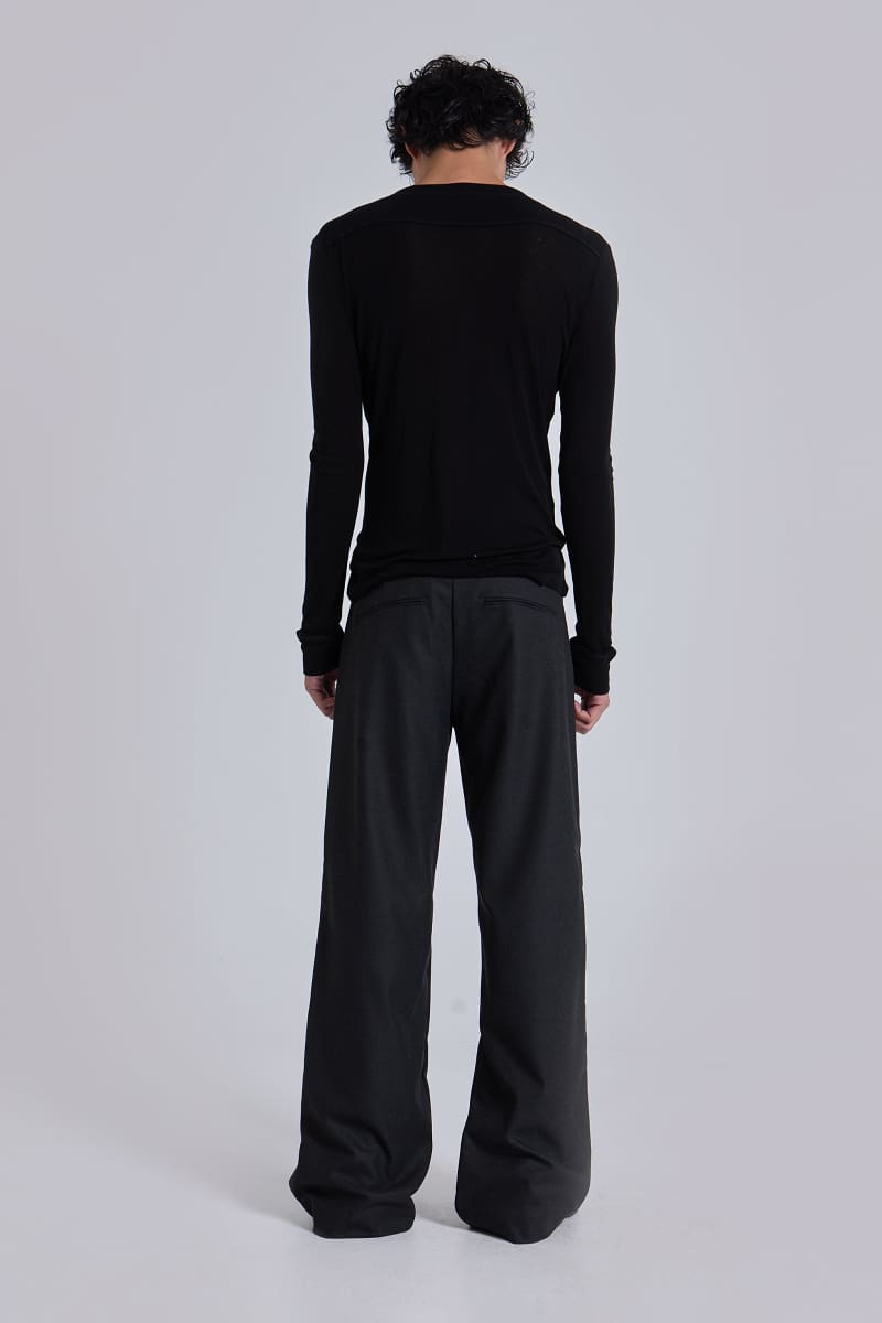 Jaded London Charcoal Stacked Straight Suit Pants Charcoal