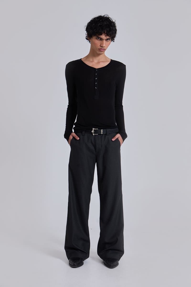 jaded london Charcoal Stacked Straight Suit Pants Charcoal