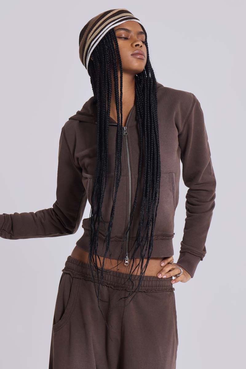 jaded london Chocolate Brown Mini Monster Hoodie Brown