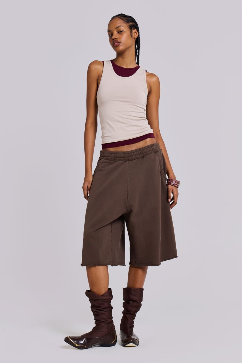 Jaded London Chocolate Brown Monster Jogger Shorts Brown