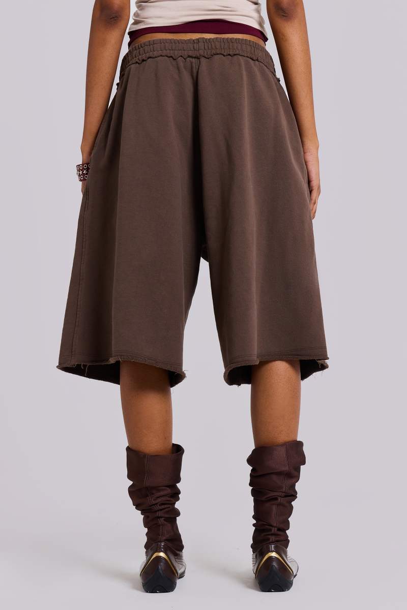 Jaded London Chocolate Brown Monster Jogger Shorts Brown