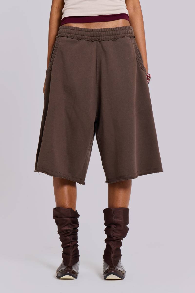 jaded london Chocolate Brown Monster Jogger Shorts Brown