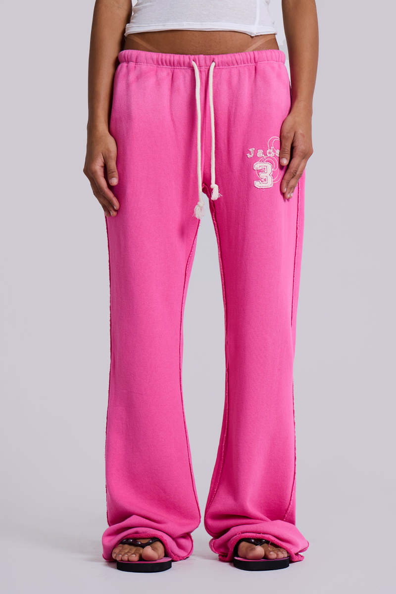 jaded london Cleo Slouchy Bootcut Jogger in Pink Pink