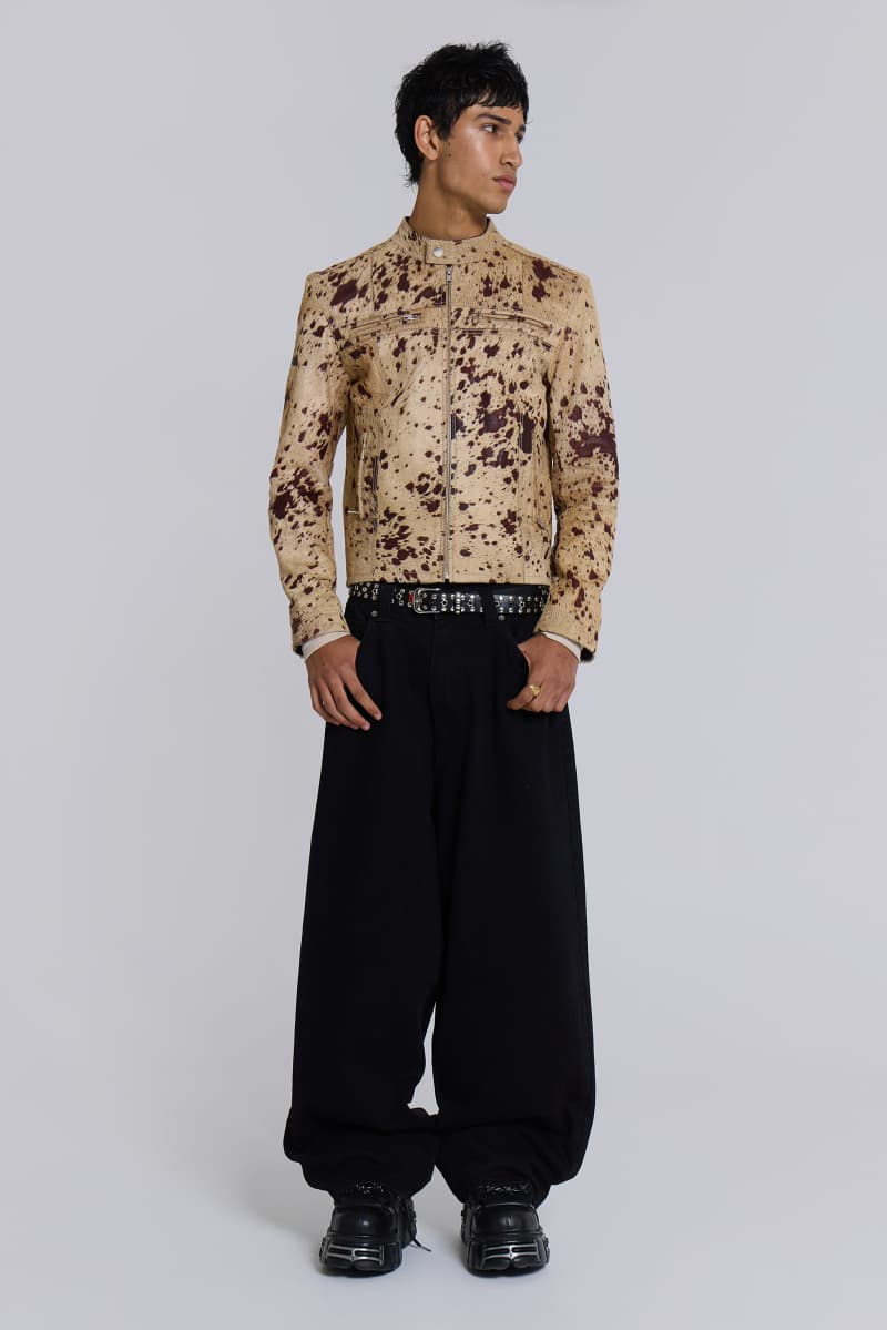 Jaded London Cowhide Real Leather Piston Jacket Brown