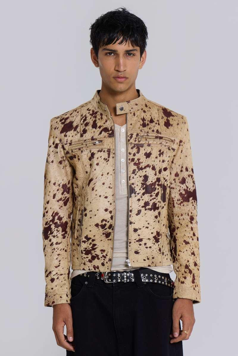 Jaded London Cowhide Real Leather Piston Jacket Brown