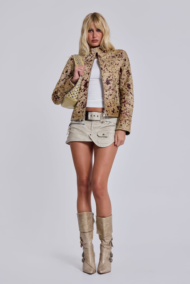 Jaded London Cowhide Real Leather Piston Jacket Multi