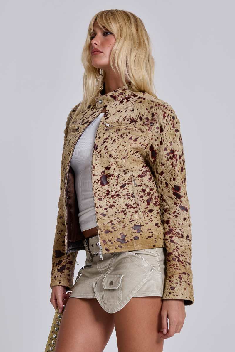 Jaded London Cowhide Real Leather Piston Jacket Multi