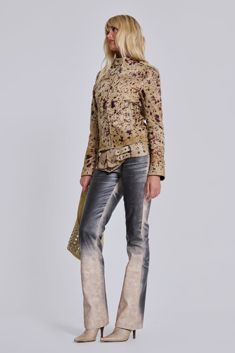 Jaded London Cowhide Real Leather Piston Jacket Multi