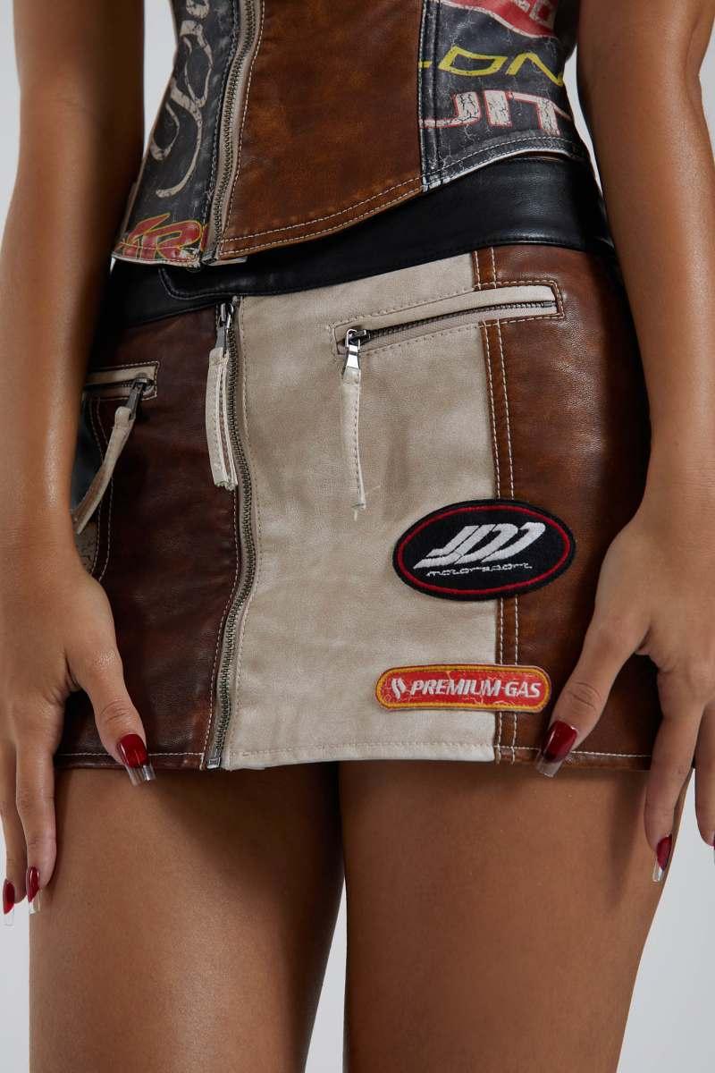 Jaded London Daytona Vegan Leather Mini Skirt Multi