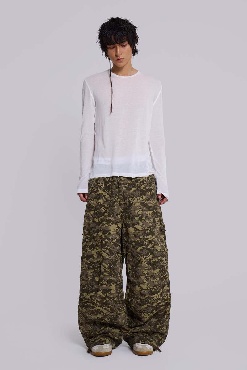Jaded London Digi Camo Ripstop Parachute Pants Camo