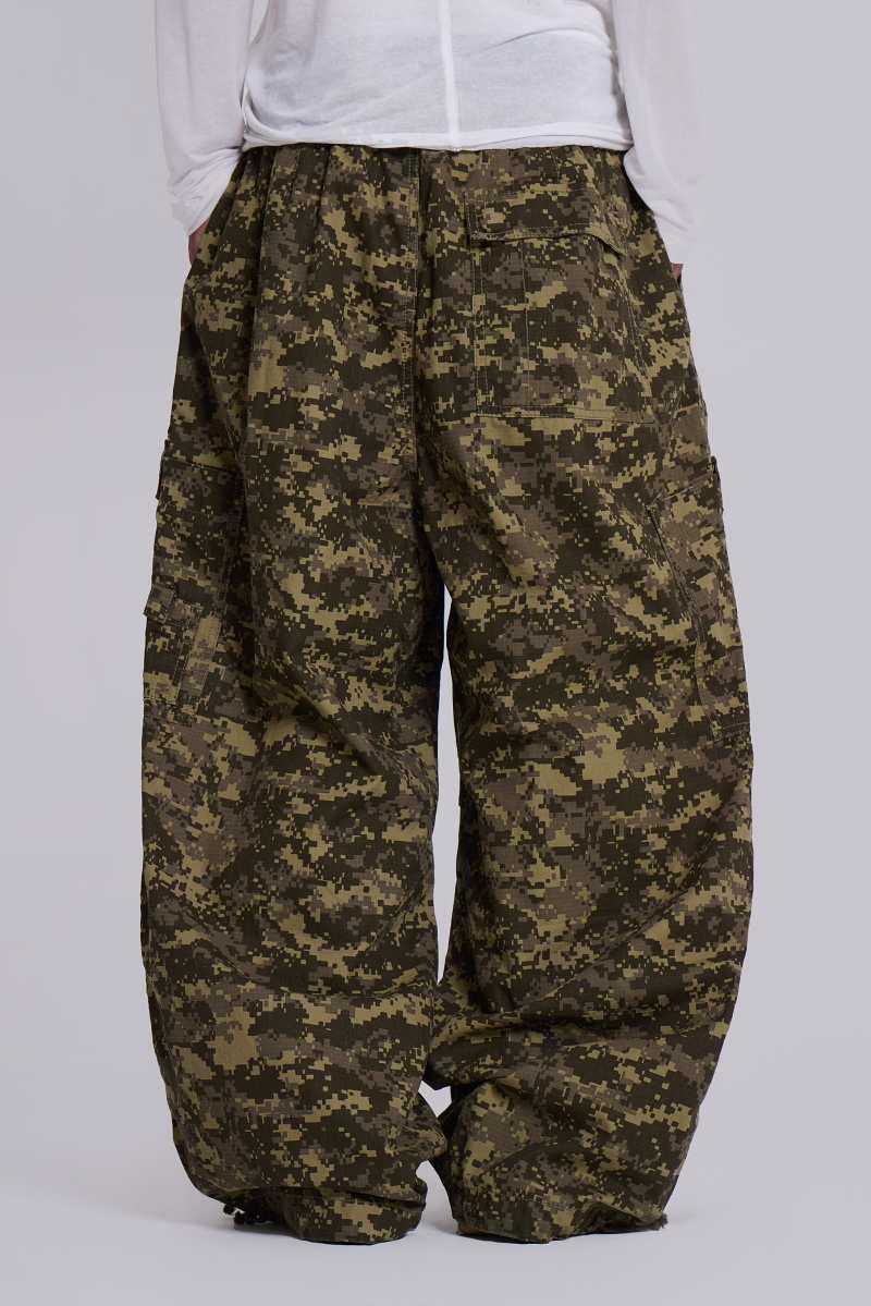 Jaded London Digi Camo Ripstop Parachute Pants Camo