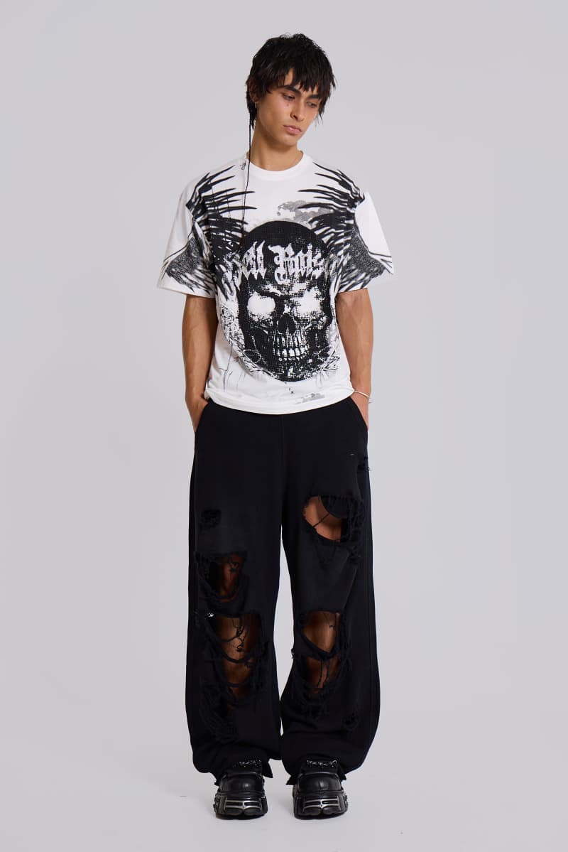 Jaded London Distressed Black Baggy Monster Joggers Black