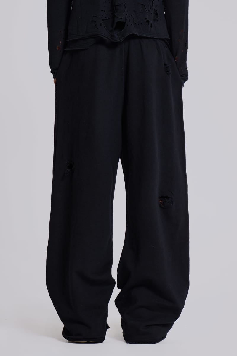Jaded London Distressed Black Baggy Monster Joggers Black