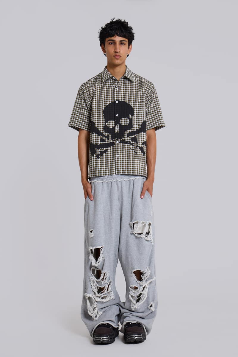 Jaded London Distressed Grey Marl Baggy Monster Joggers Grey