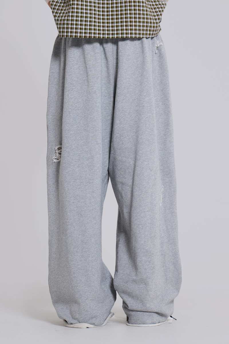 Jaded London Distressed Grey Marl Baggy Monster Joggers Grey