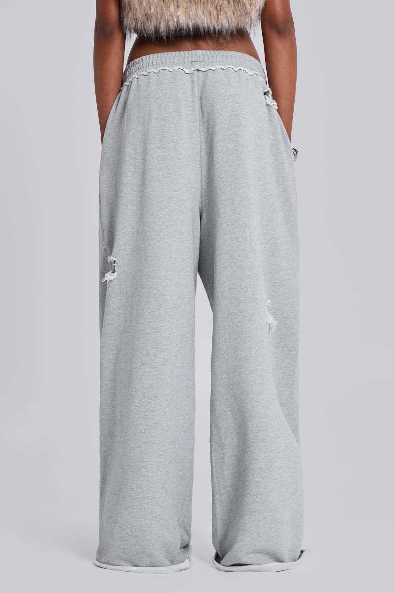 Jaded London Distressed Grey Marl Baggy Monster Joggers Grey