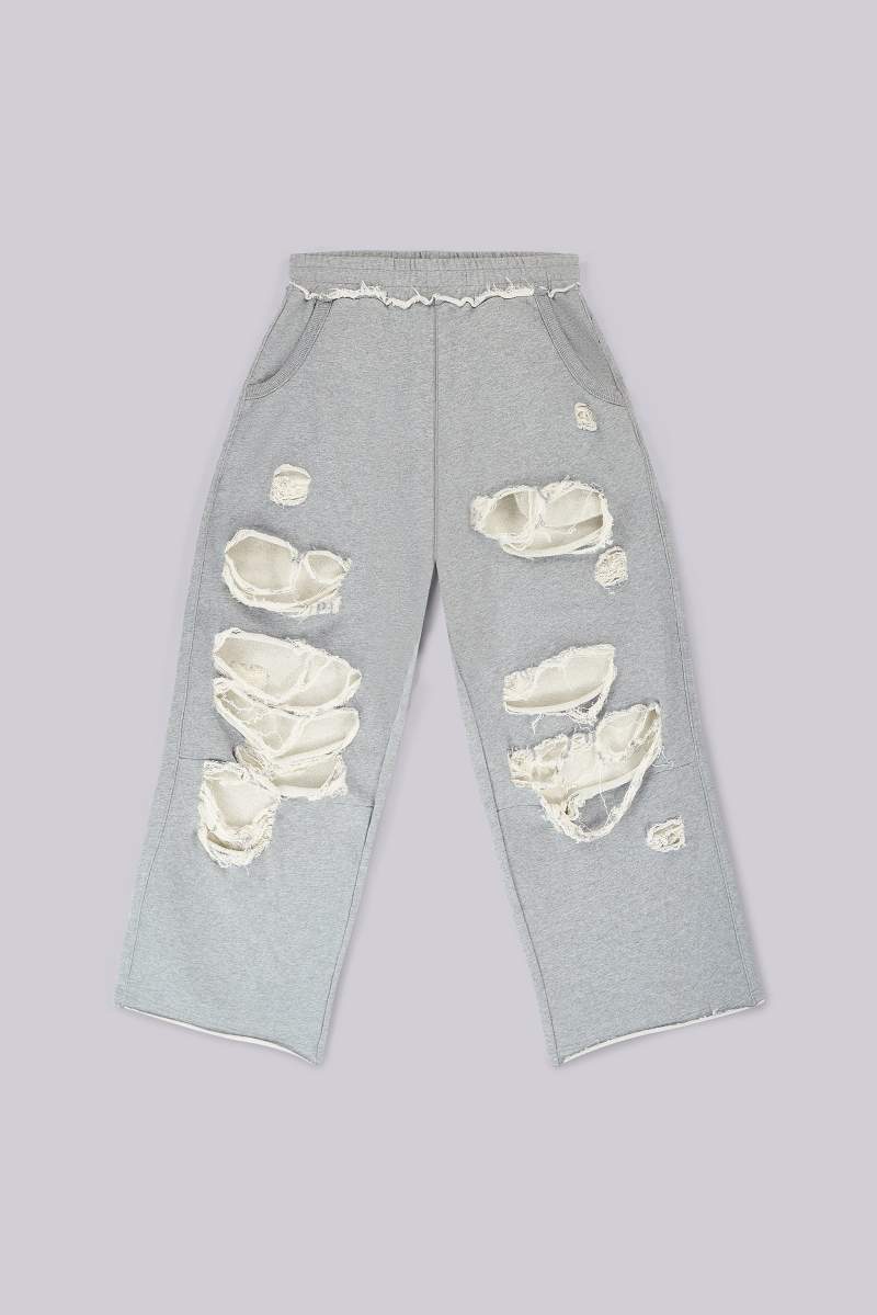 jaded london Distressed Grey Marl Baggy Monster Joggers Grey