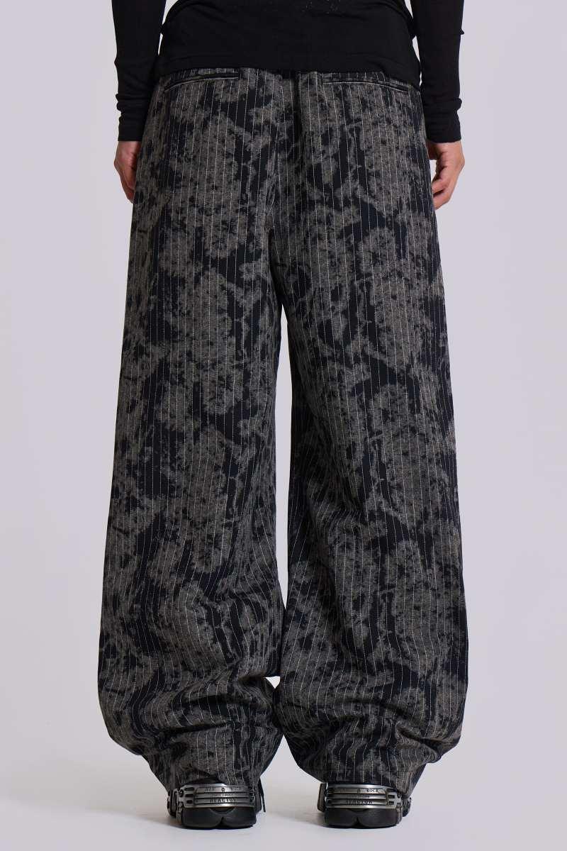 Jaded London Dyed Pinstripe Goliath Suit Pants Black