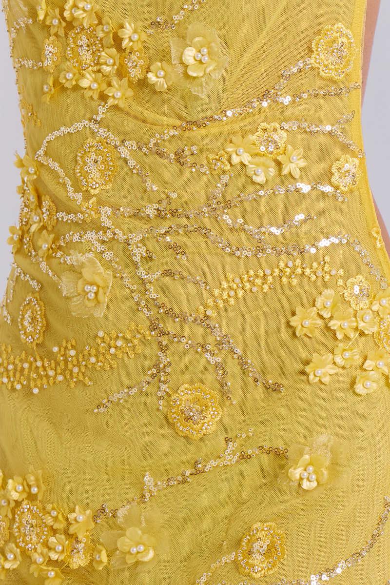 Jaded London Ellora Embellished Mini Dress In Solar Yellow