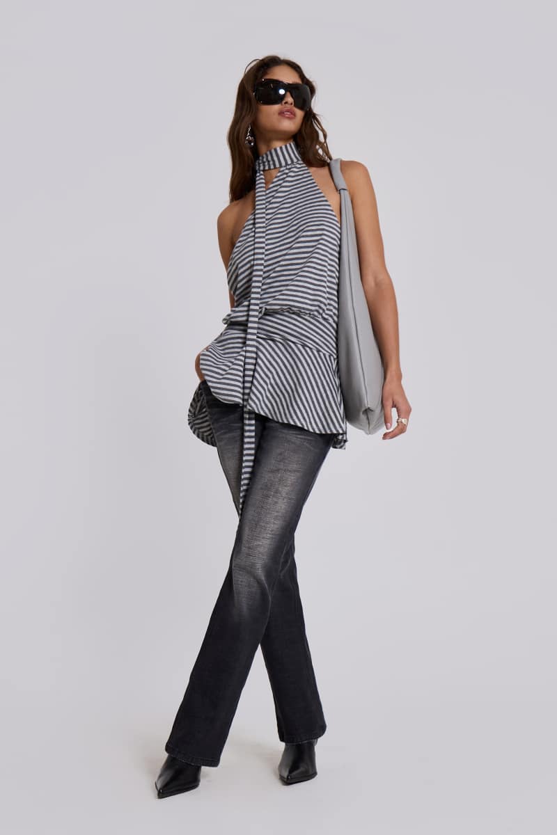 Jaded London Enya Backless Mini Dress In Steel Multi