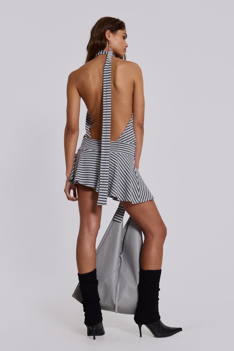 jaded london Enya Backless Mini Dress in Steel Multi