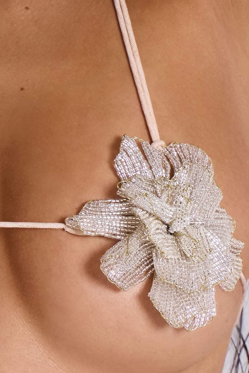 Jaded London Flowerkini Beaded Micro Bikini Top Multi