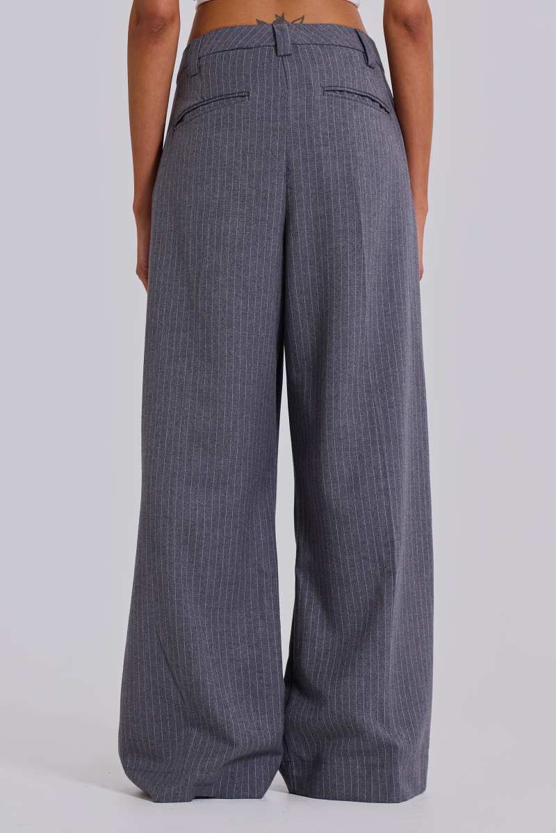 Jaded London Goliath Light Grey Pinstripe Suit Pants Grey