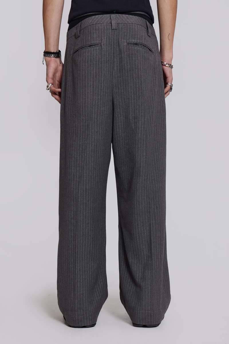 Jaded London Goliath Light Grey Pinstripe Suit Pants Grey