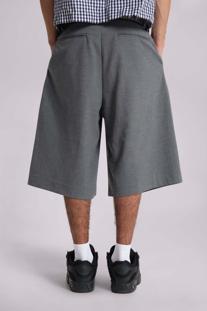 Jaded London Grey Goliath Tailored Baggy Shorts Grey