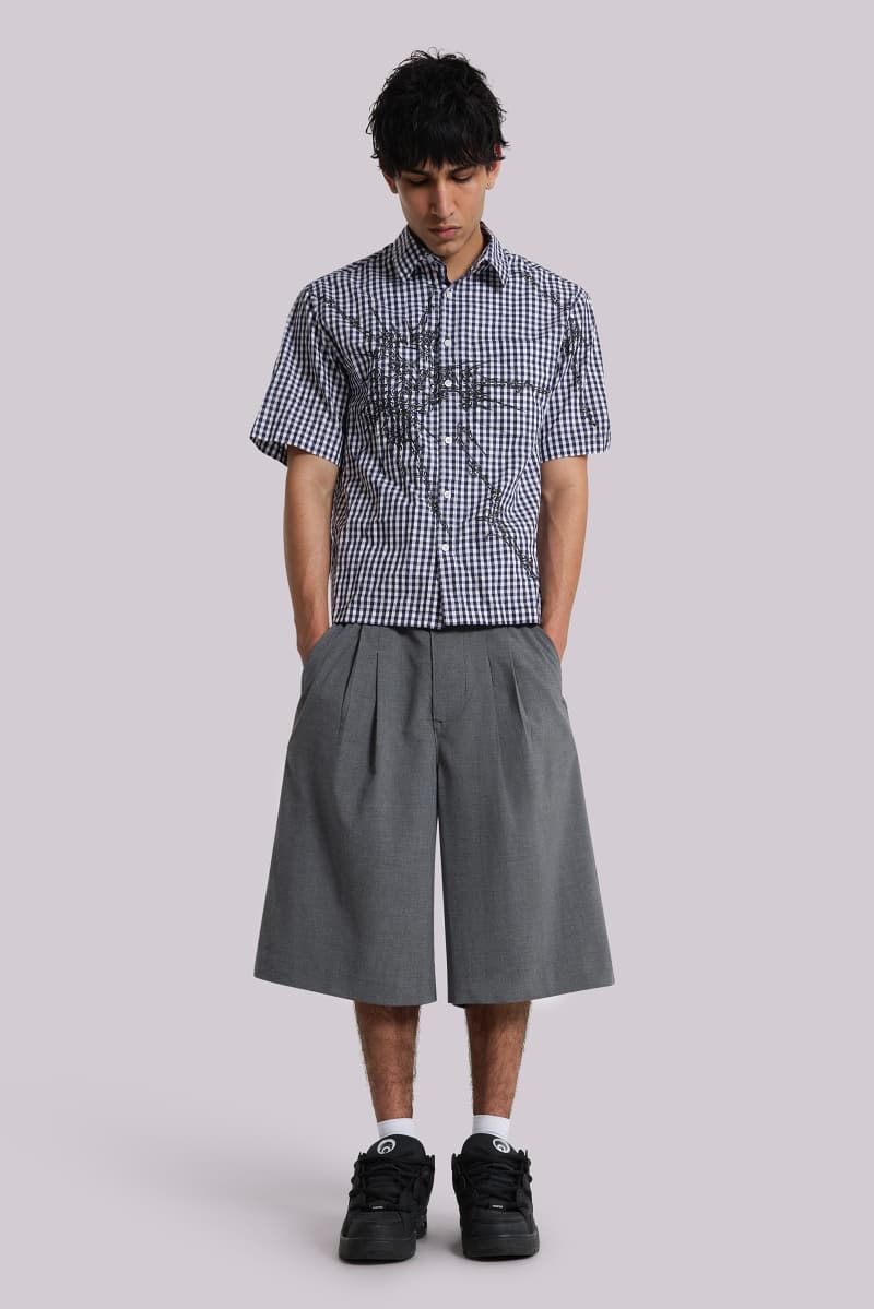 jaded london Grey Goliath Tailored Baggy Shorts Grey