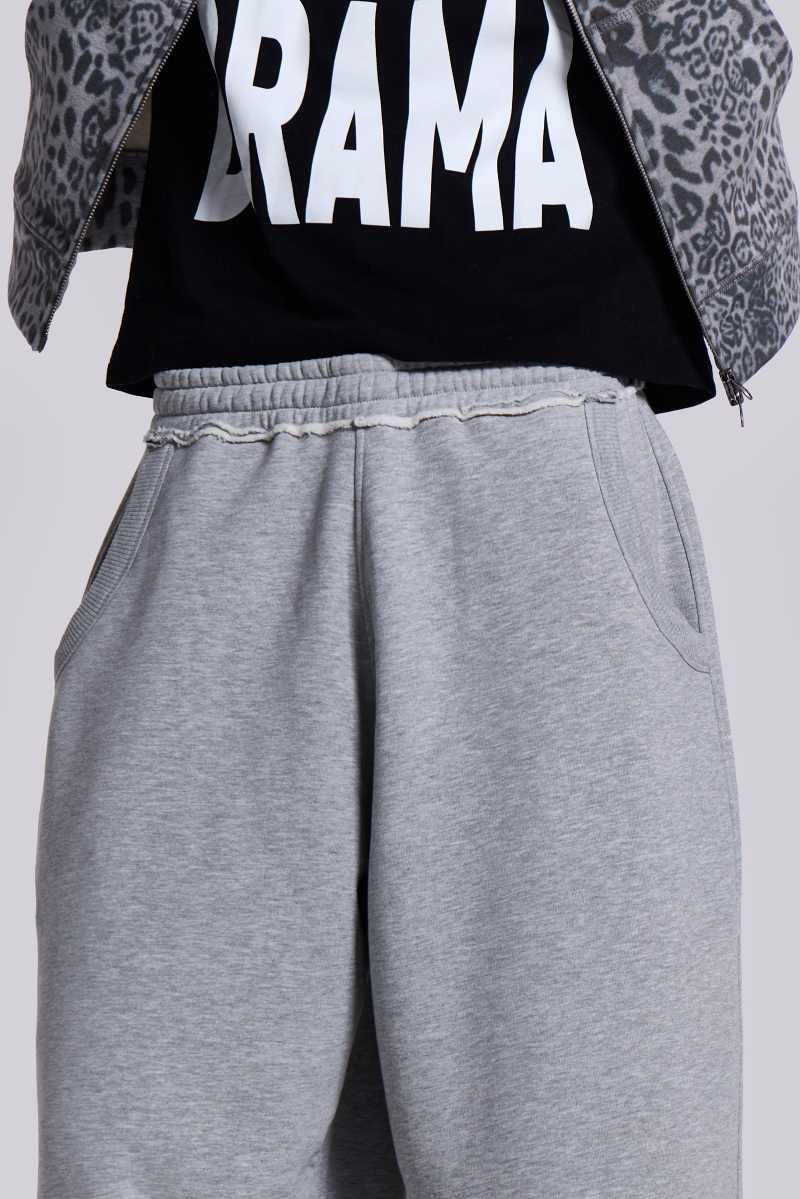Jaded London Grey Marl Cuffed Baggy Monster Joggers Grey