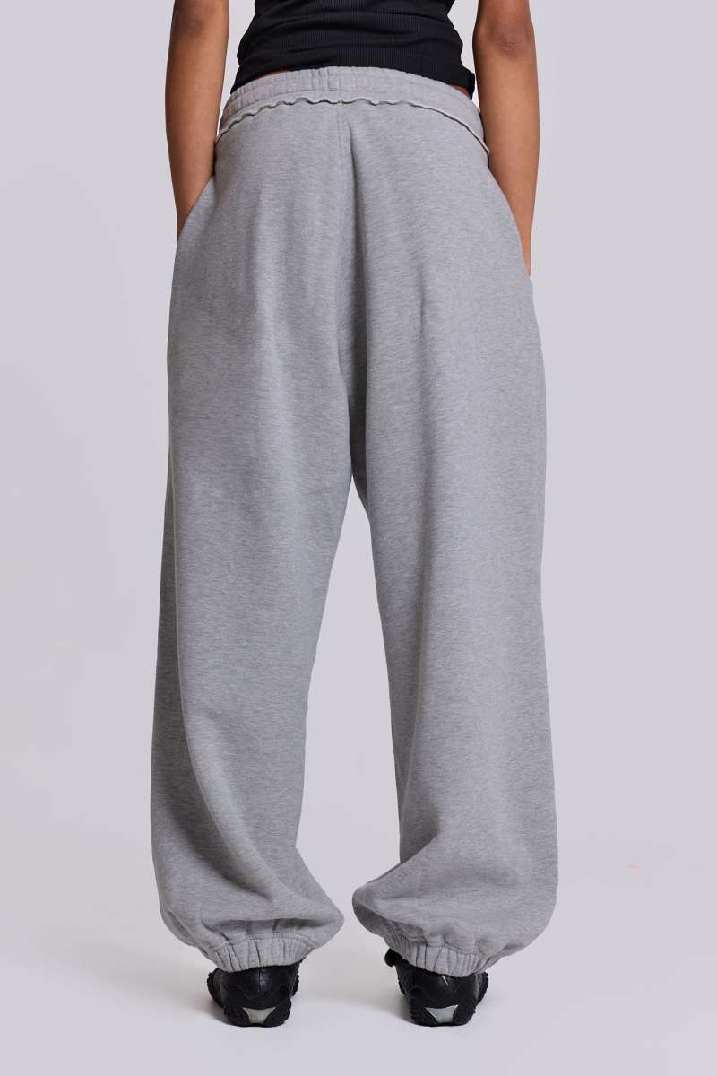 Jaded London Grey Marl Cuffed Baggy Monster Joggers Grey
