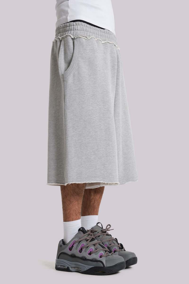 Jaded London Grey Marl Monster Jogger Baggy Shorts Grey