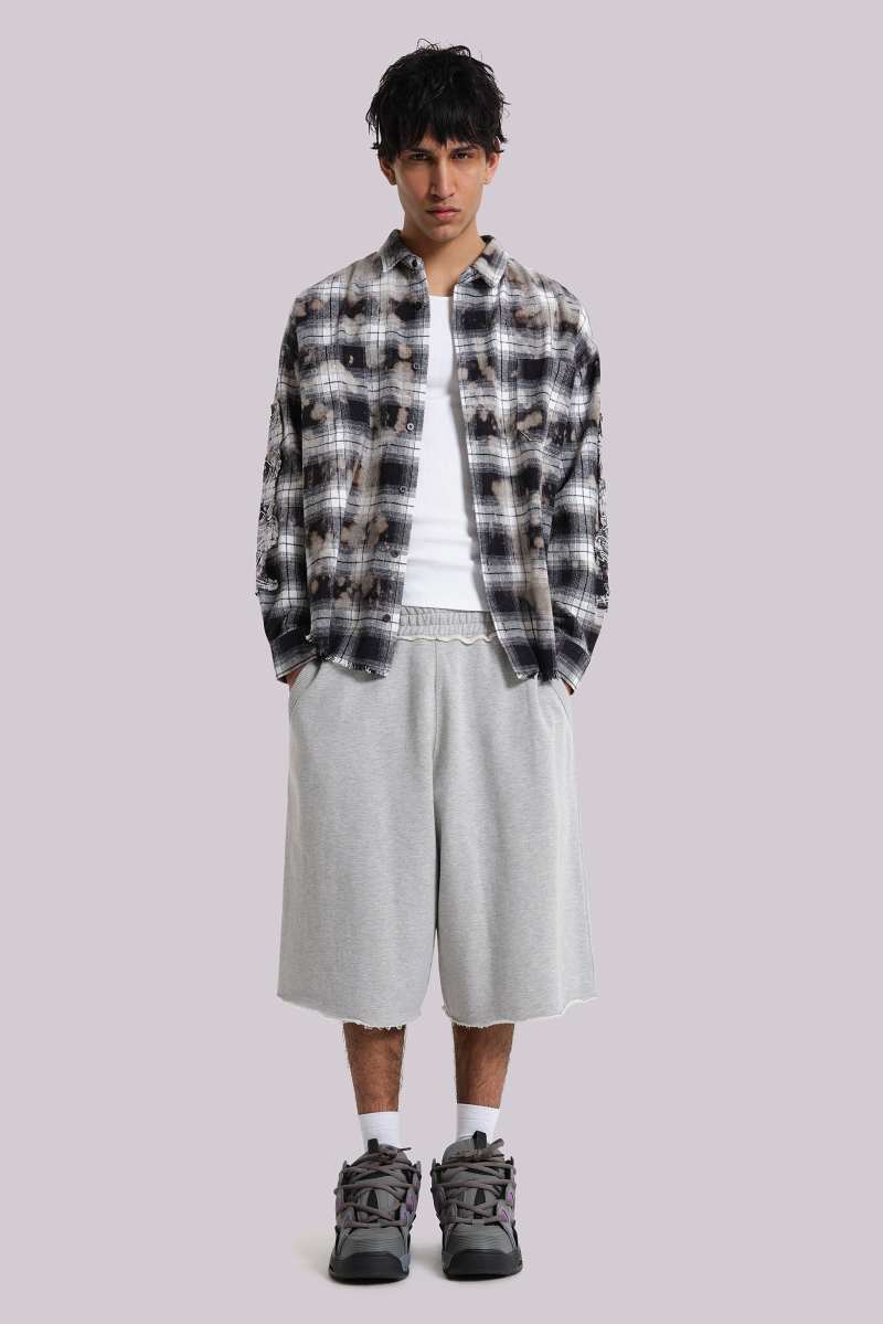 Jaded London Grey Marl Monster Jogger Baggy Shorts Grey