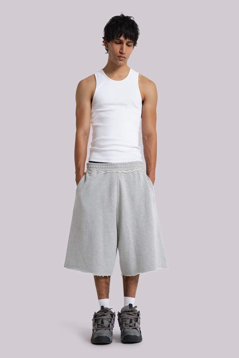 jaded london Grey Marl Monster Jogger Baggy Shorts Grey