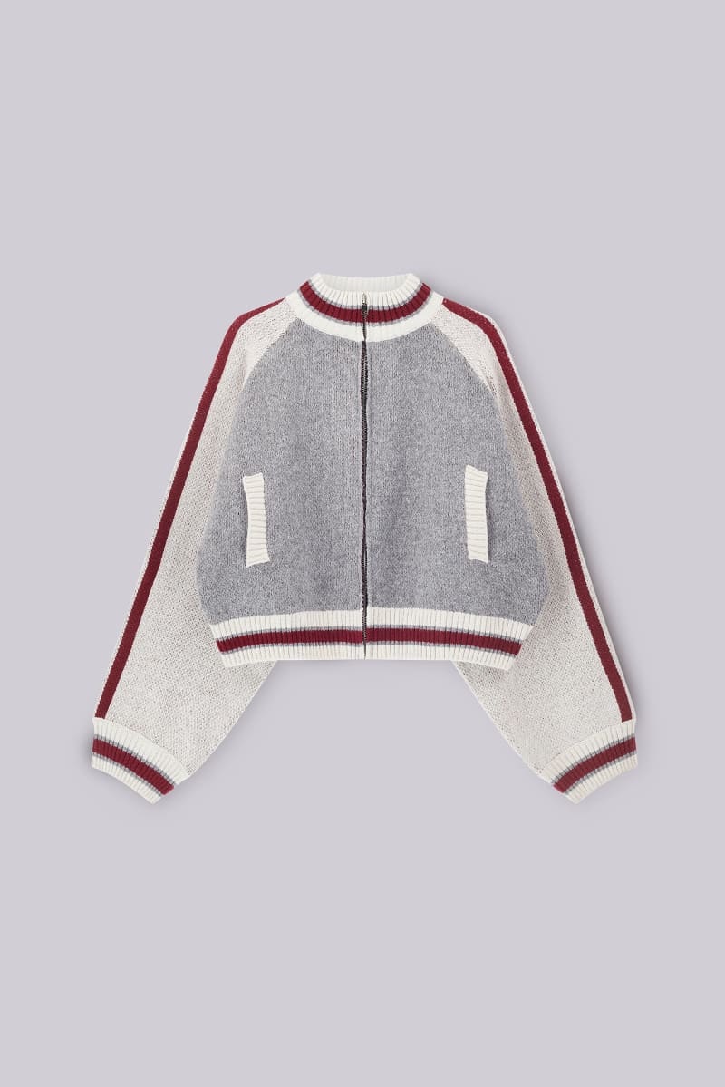 Jaded London Grey Team 85 Knitted Bomber Jacket Multi