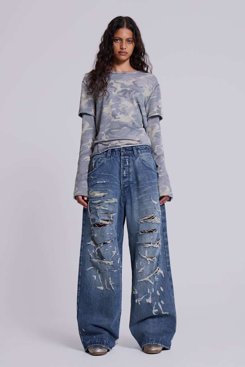 Jaded London Guerilla Double Layer Long Sleeve T Shirt Camo