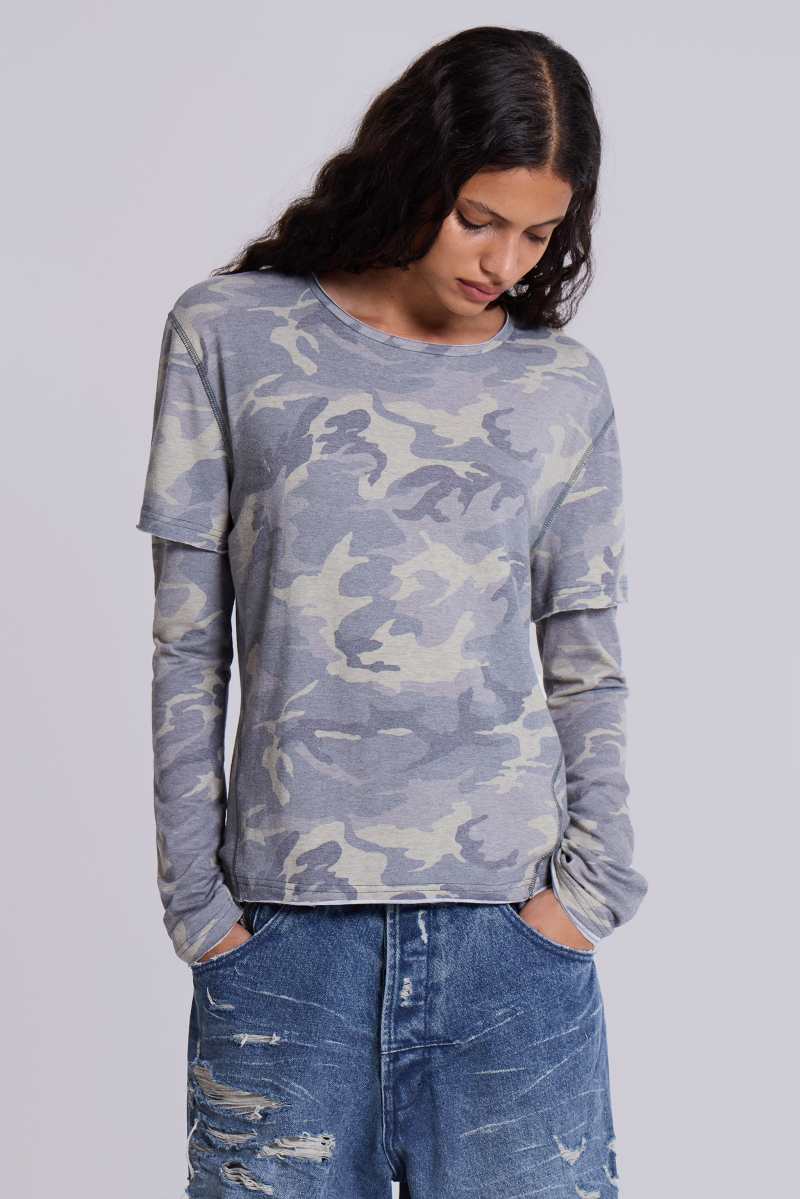 Jaded London Guerilla Double Layer Long Sleeve T Shirt Camo