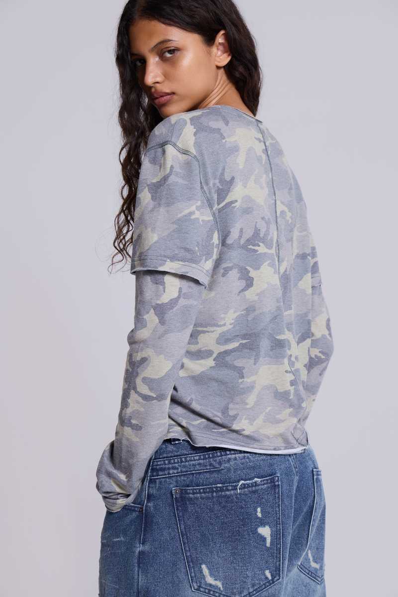 jaded london Guerilla Double Layer Long Sleeve T Shirt Camo