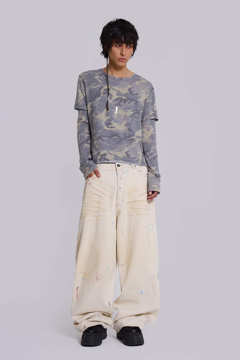 jaded london Guerilla Double Layer Long Sleeve T Shirt Camo