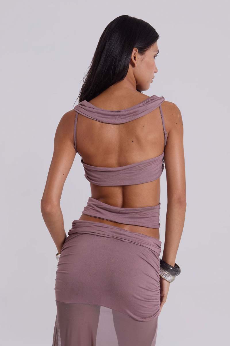 Jaded London Hadassa Cut Out Hand Beaded Maxi Dress Mauve