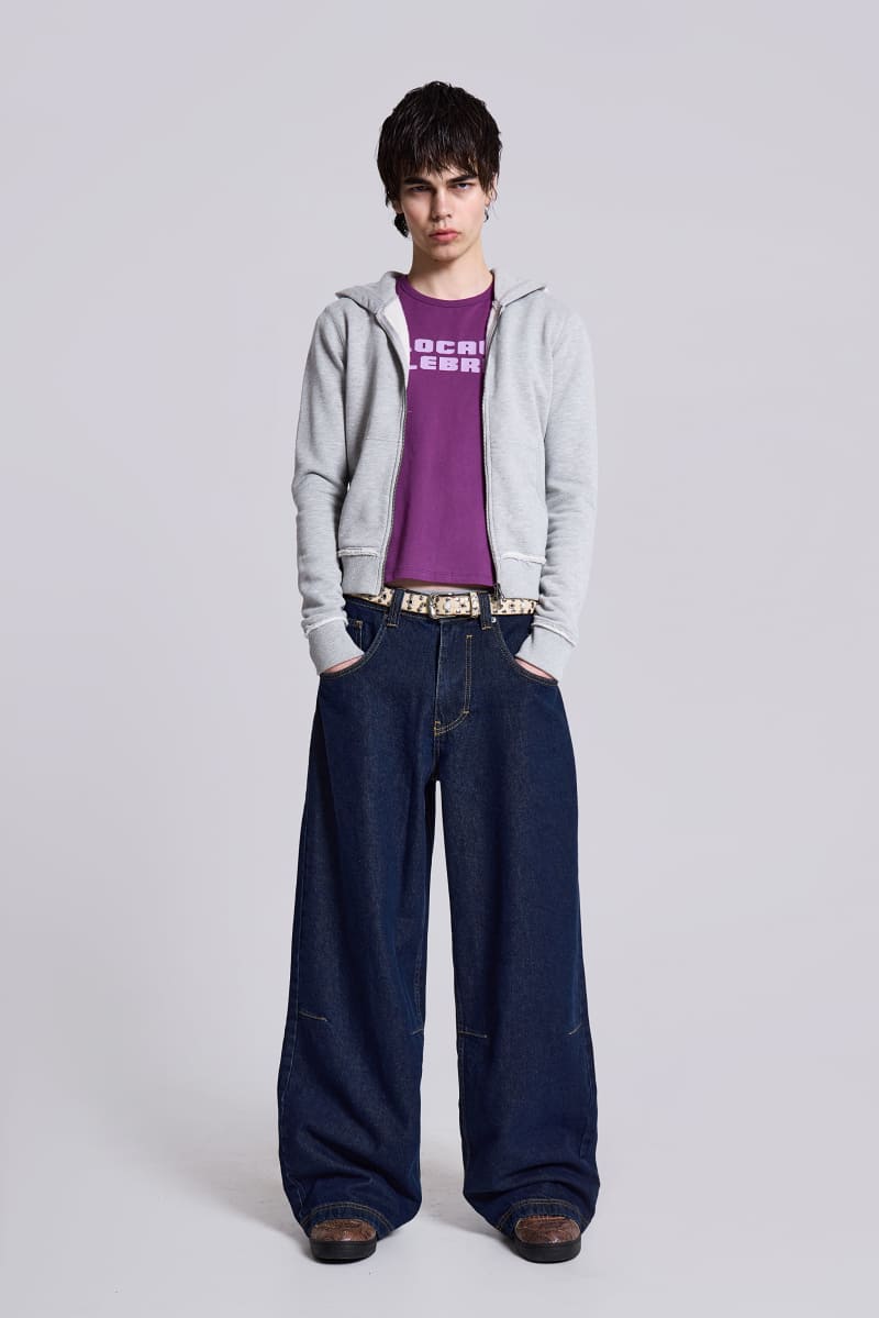 Jaded London Indigo Low Rise Colossus Baggy Jeans Blue