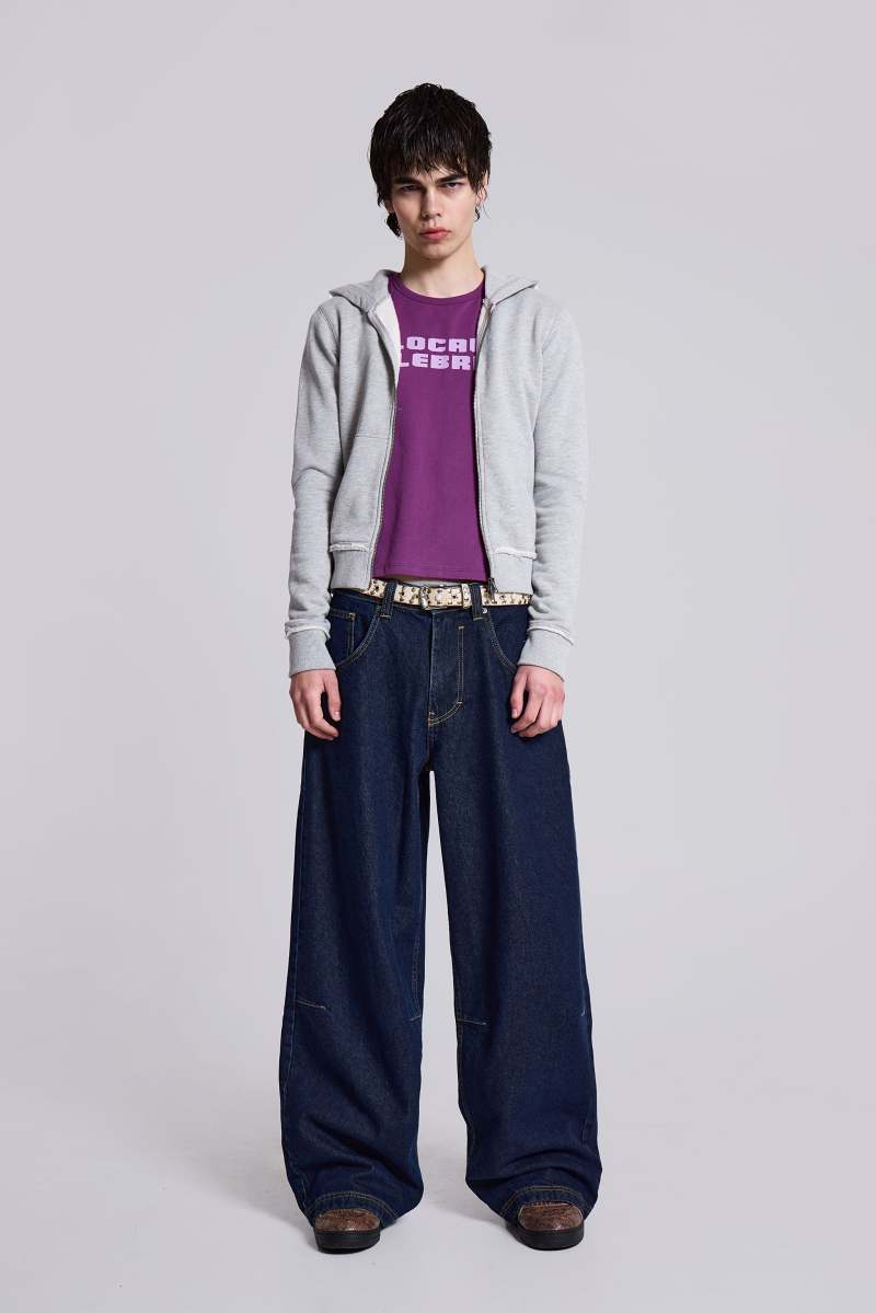 Jaded London Indigo Low Rise Colossus Baggy Jeans Blue