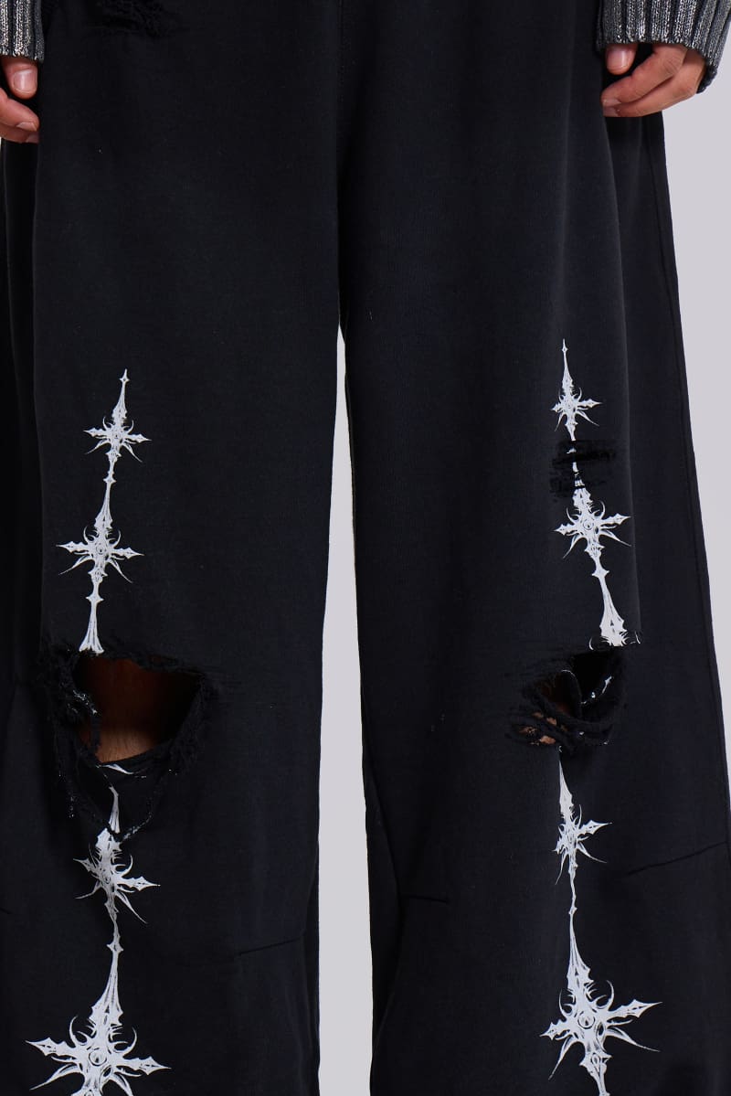 Jaded London Ines Distressed Baggy Monster Joggers Black