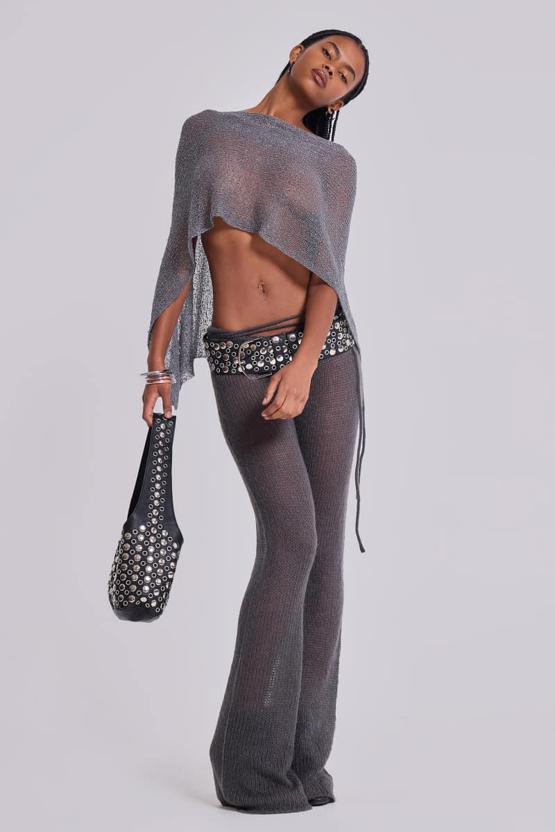 Jaded London Infinity Multiway Knit Cape In Gunmetal Grey