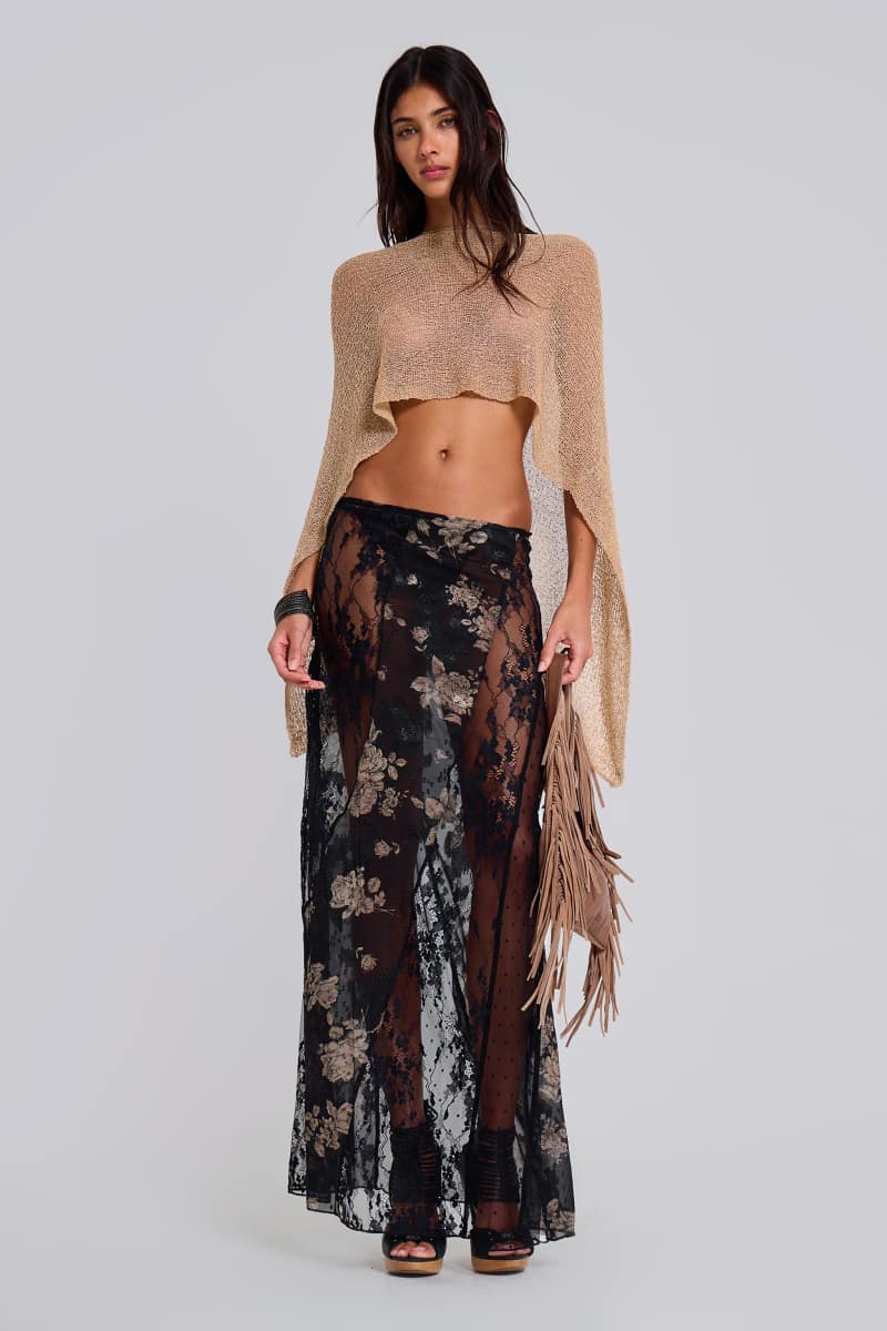 Jaded London Infinity Multiway Knit Cape In Sand Brown